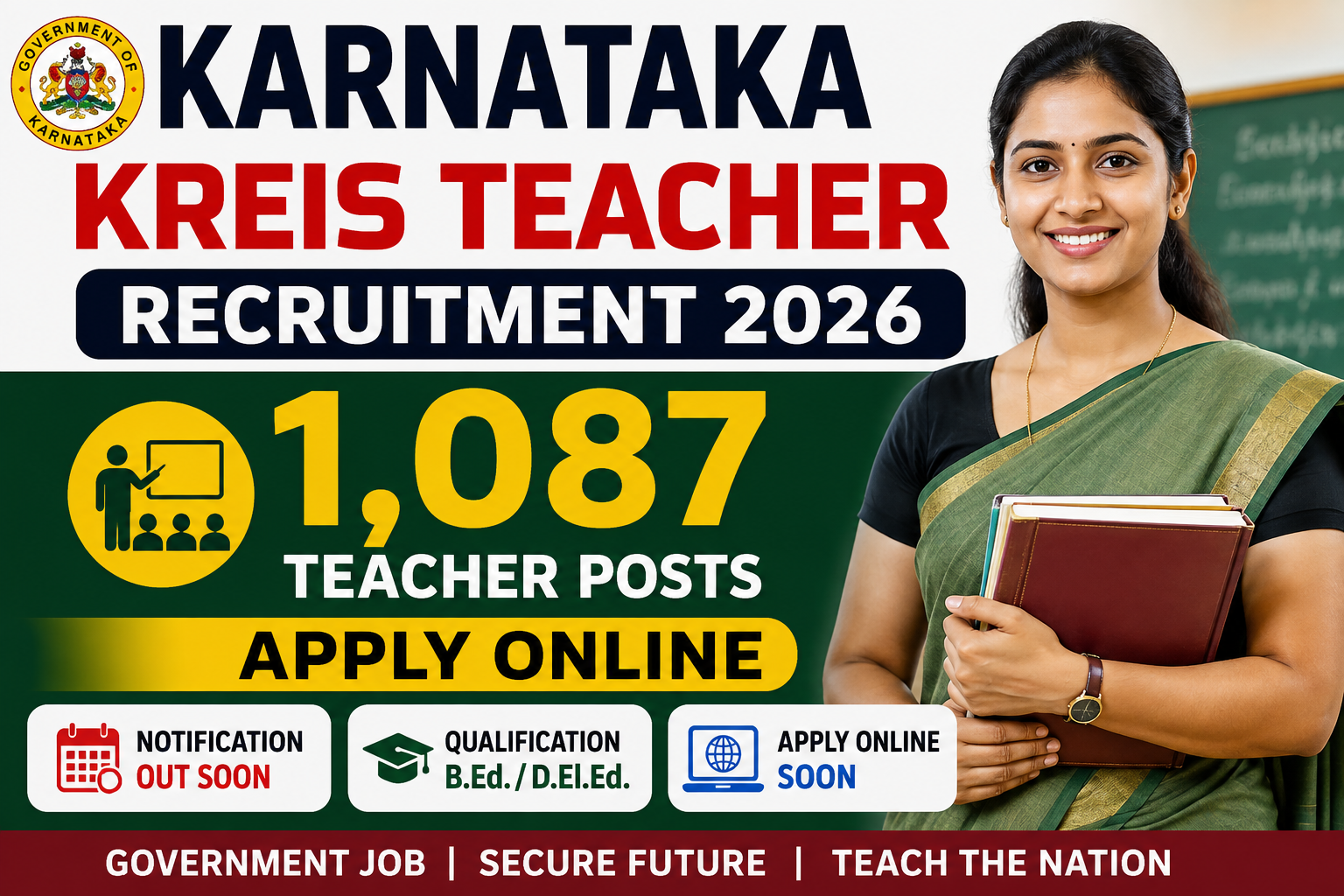 KREIS Teacher Recruitment 2026 offers 1,087 teacher posts in Karnataka. Check eligibility, dates and apply online.