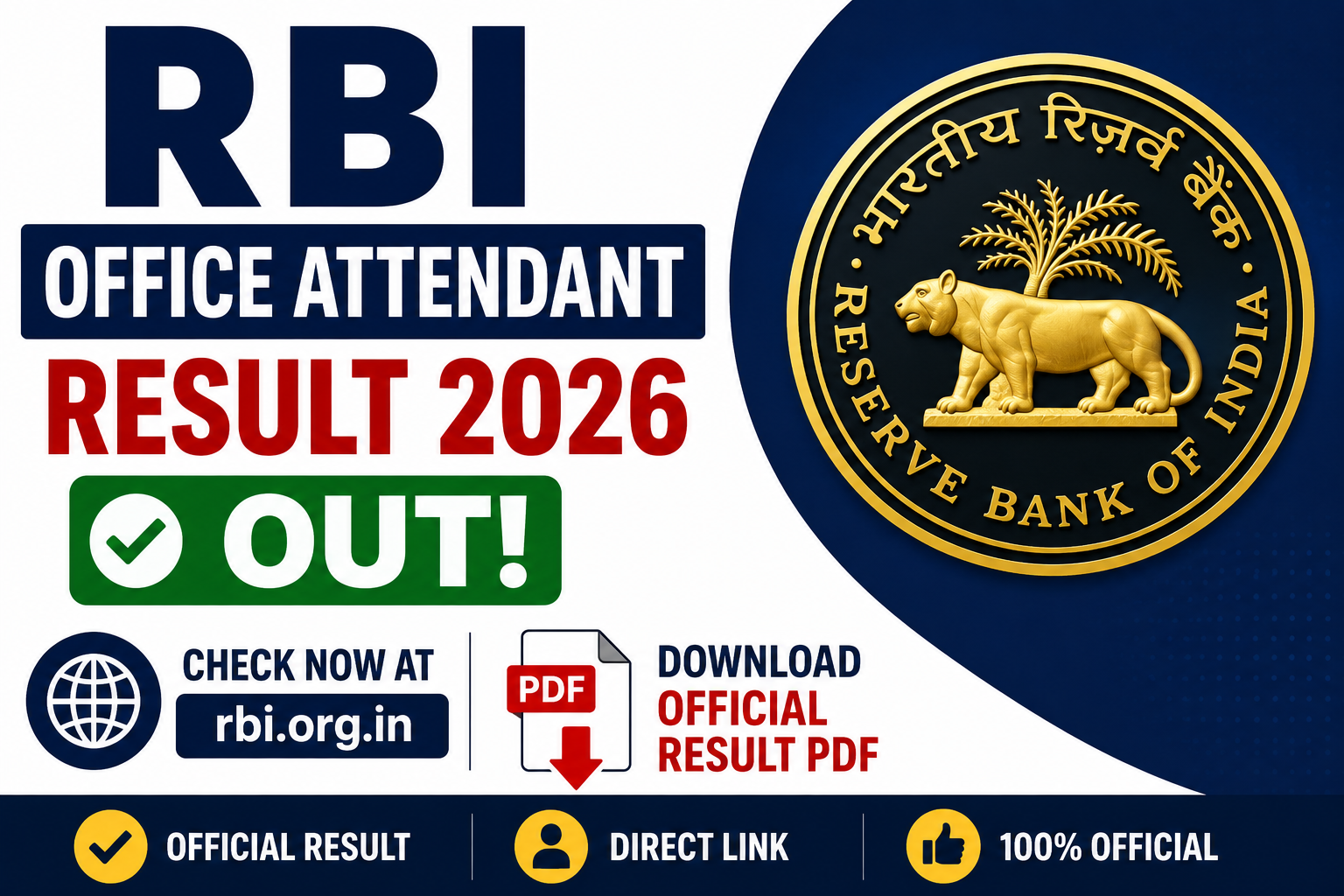 RBI Office Attendant Result 2026 Out at rbi.org.in – Download Official Result PDF